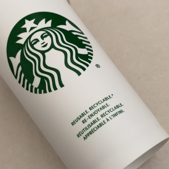 {NWOT} Starbucks | Reusable Coffee Mug Water Cup Plastic White/Green 16oz Grande - Picture 3 of 15